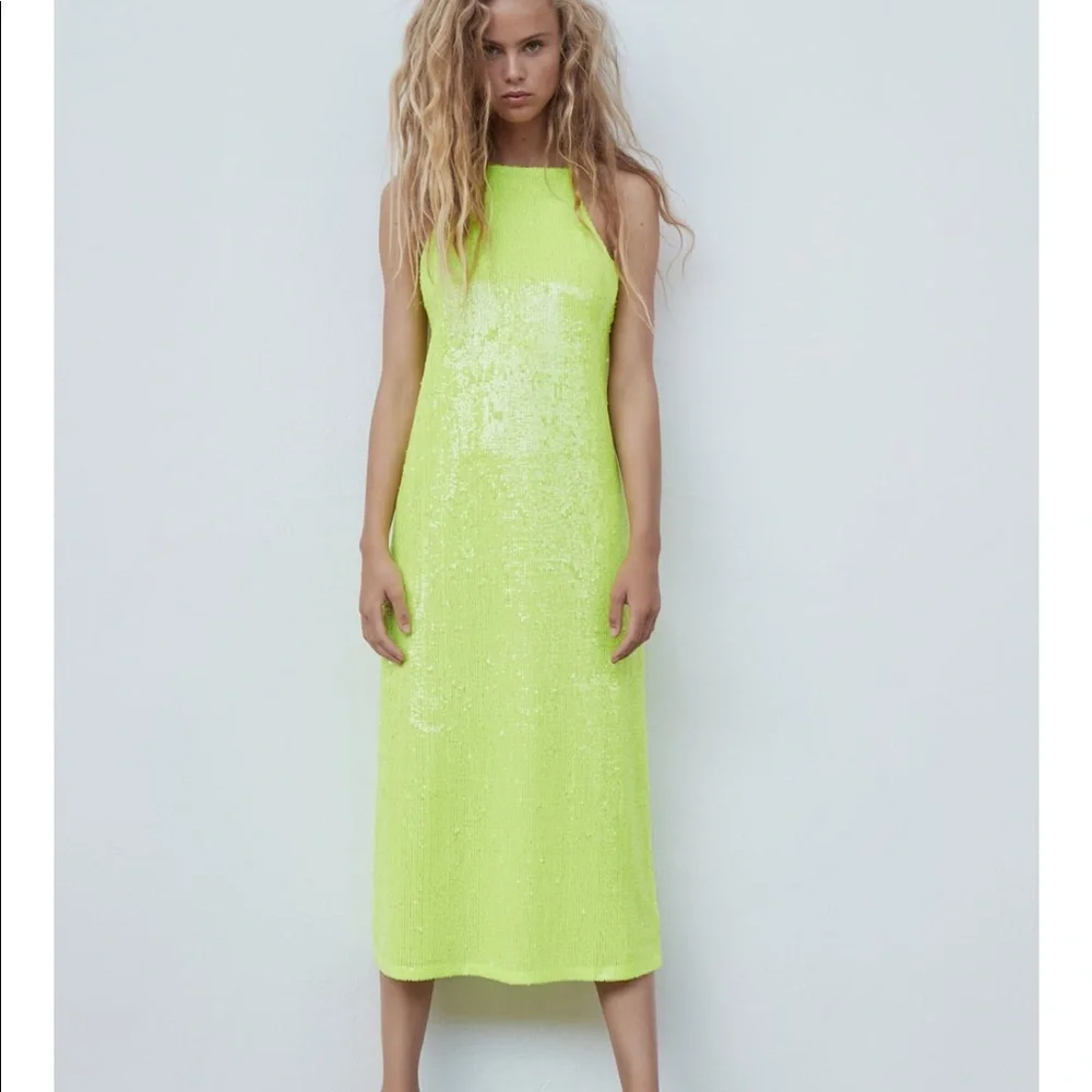 Zara sequin yellow dress - Picture 1 of 8